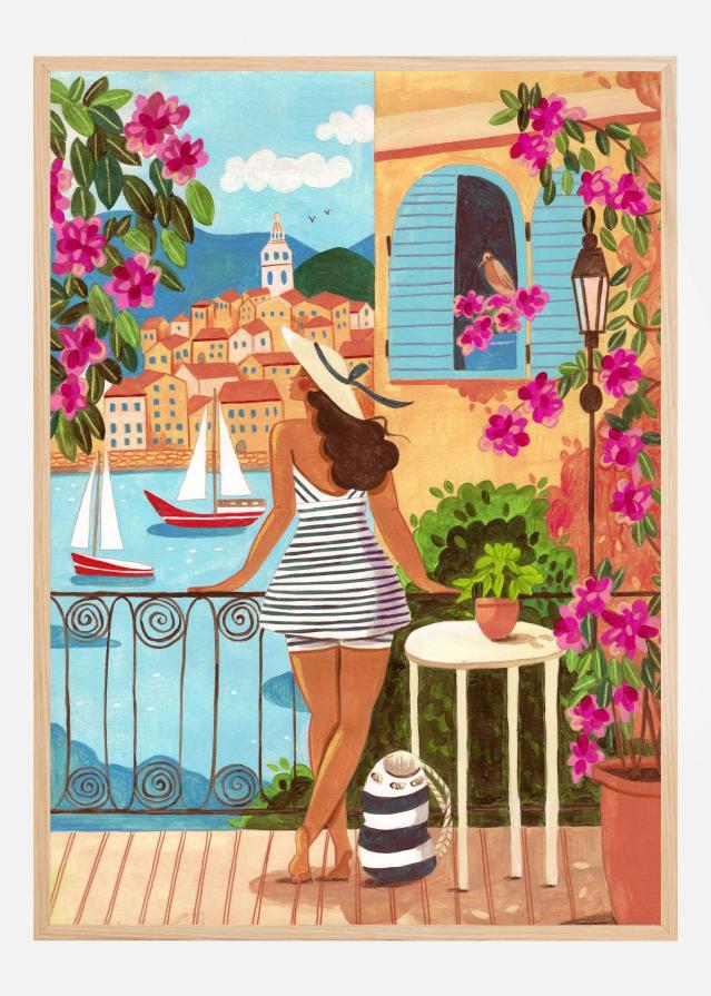 Travel woman in Saint-Tropez Poster