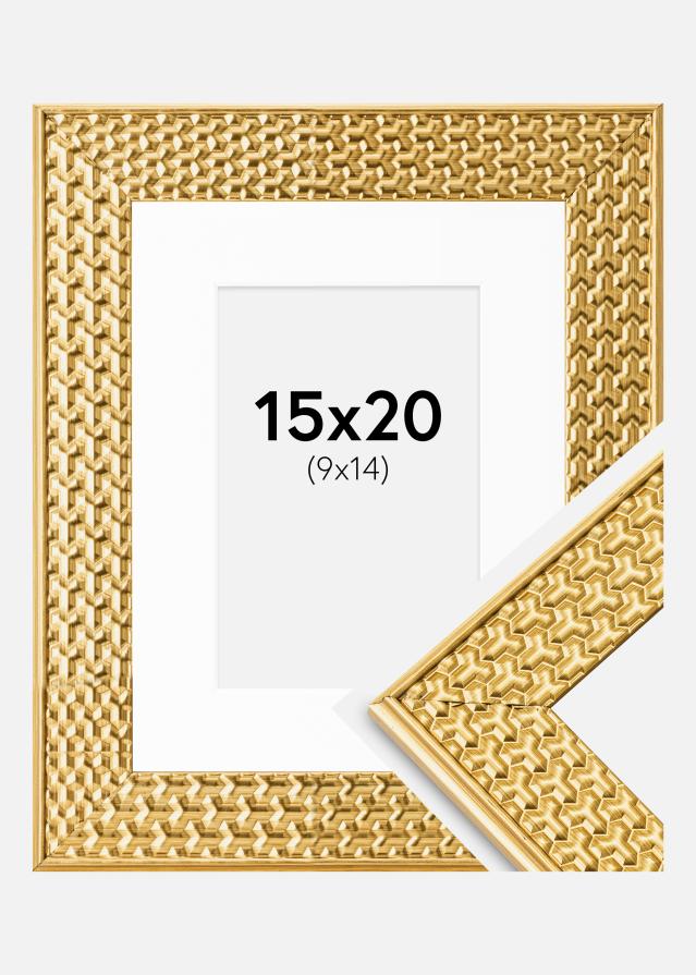 Cadre Grace Or 15x20 cm - Passe-partout Blanc 10x15 cm