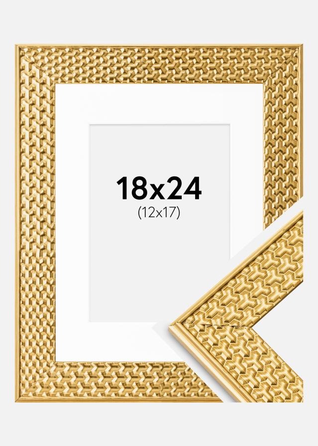 Cadre Grace Or 18x24 cm - Passe-partout Blanc 13x18 cm