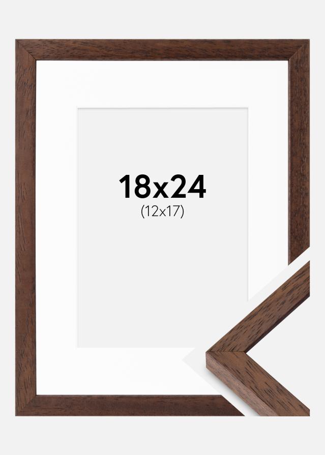 Cadre Ares Teak 18x24 cm - Passe-partout Blanc 13x18 cm