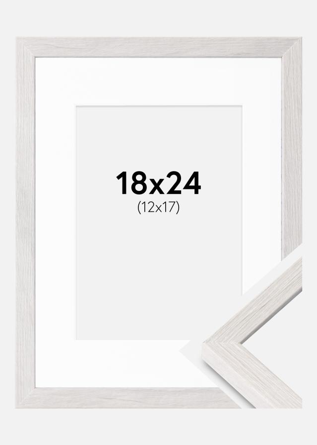 Cadre Ares Chêne Blanc 18x24 cm - Passe-partout Blanc 13x18 cm