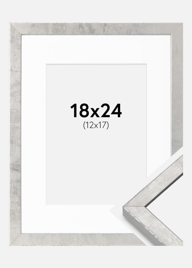 Cadre Ares Argent 18x24 cm - Passe-partout Blanc 13x18 cm