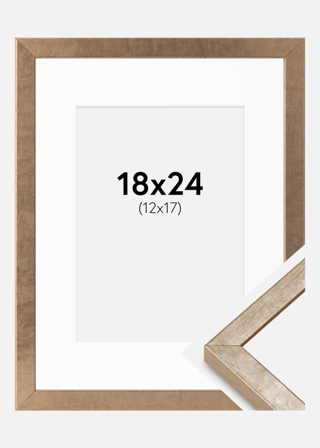 Cadre Ares Laiton 18x24 cm - Passe-partout Blanc 13x18 cm