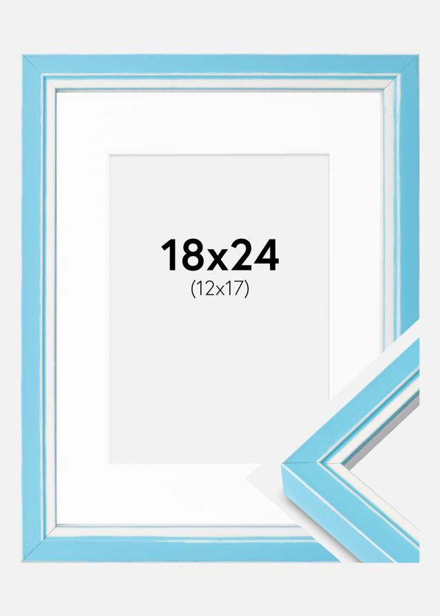Cadre Diana Bleu Clair 18x24 cm - Passe-partout Blanc 13x18 cm