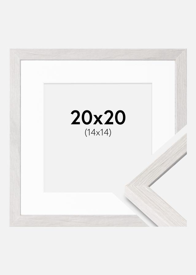 Cadre Ares Chêne Blanc 20x20 cm - Passe-partout Blanc 15x15 cm