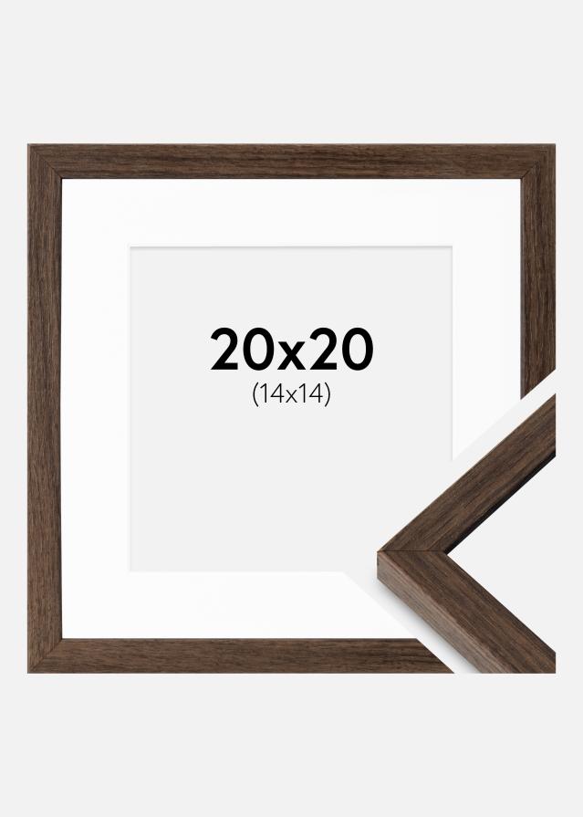 Cadre Ares Noyer 20x20 cm - Passe-partout Blanc 15x15 cm