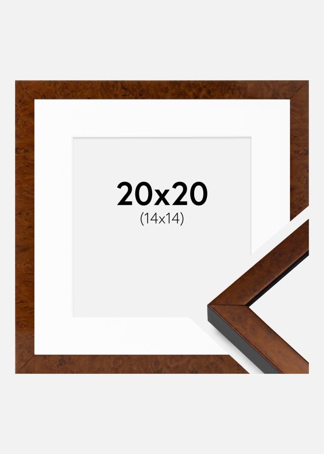 Cadre Ares noyer 20x20 cm - Passe-partout Blanc 15x15 cm