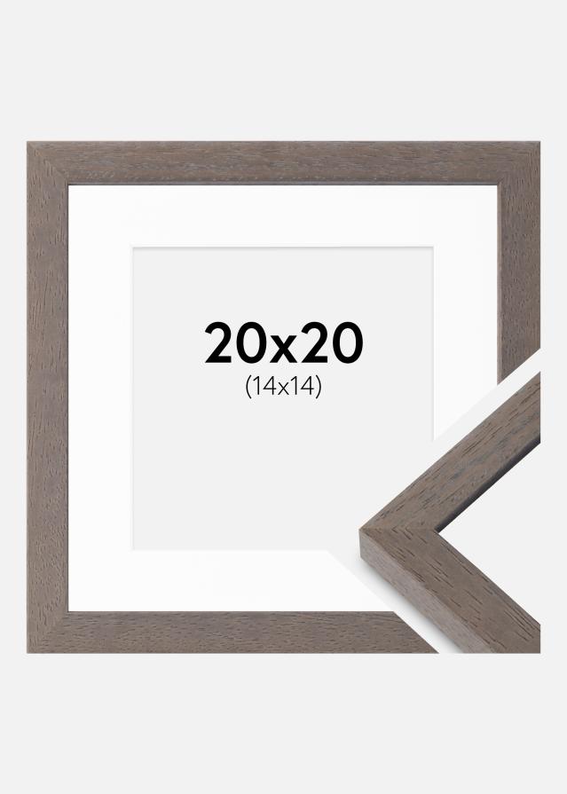 Cadre Hermes Gris 20x20 cm - Passe-partout Blanc 15x15 cm
