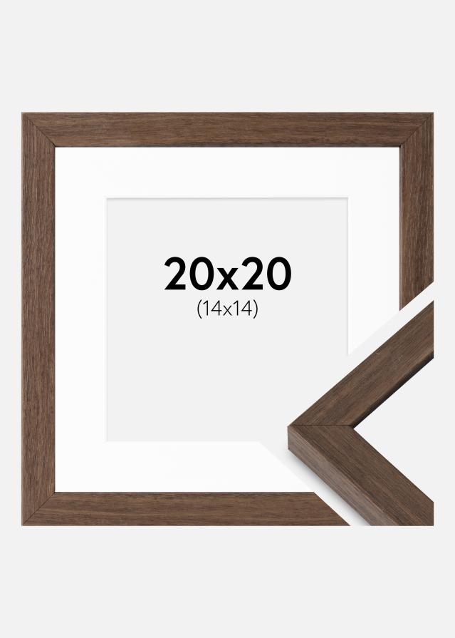 Cadre Hermes Noyer 20x20 cm - Passe-partout Blanc 15x15 cm