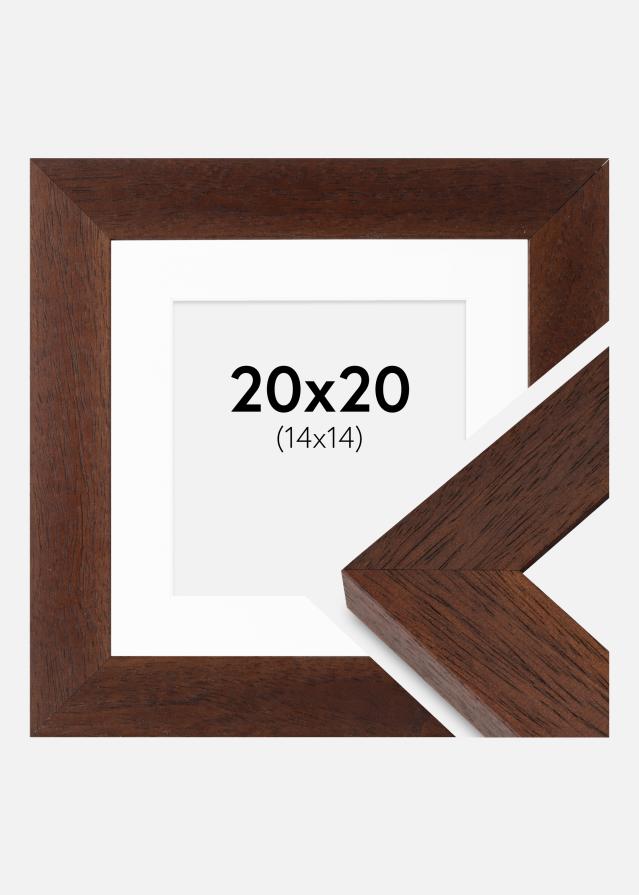 Cadre Juno Teak 20x20 cm - Passe-partout Blanc 15x15 cm