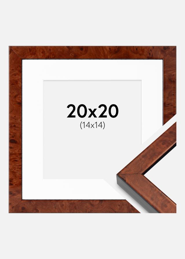 Cadre Hermes Noyer 20x20 cm - Passe-partout Blanc 15x15 cm