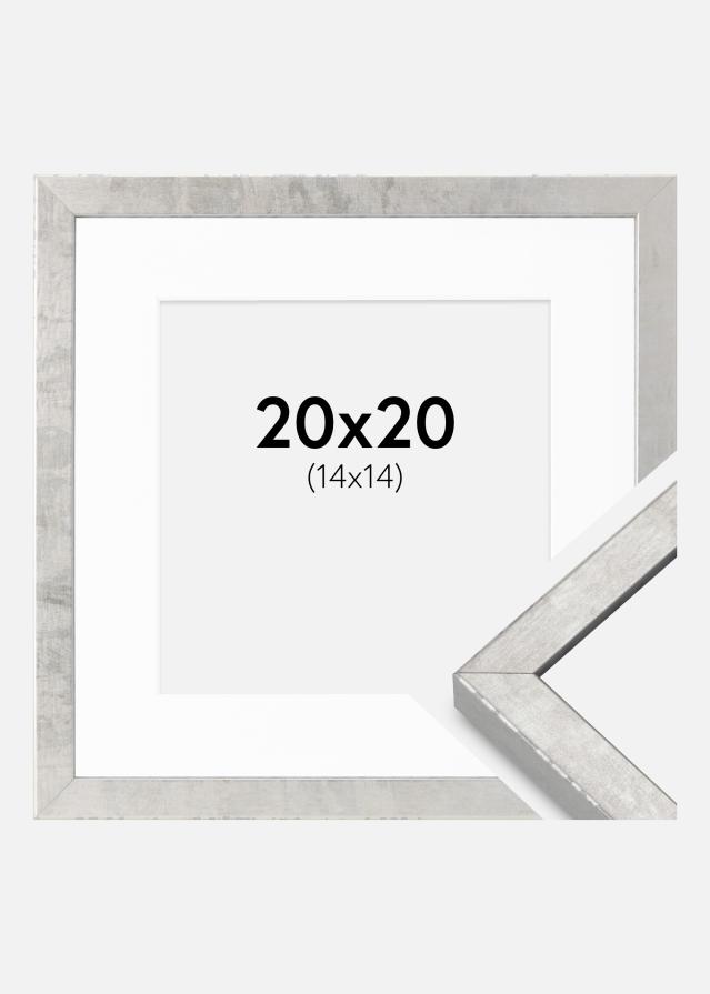 Cadre Ares Argent 20x20 cm - Passe-partout Blanc 15x15 cm