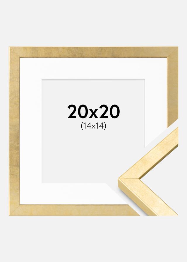 Cadre Ares Or 20x20 cm - Passe-partout Blanc 15x15 cm