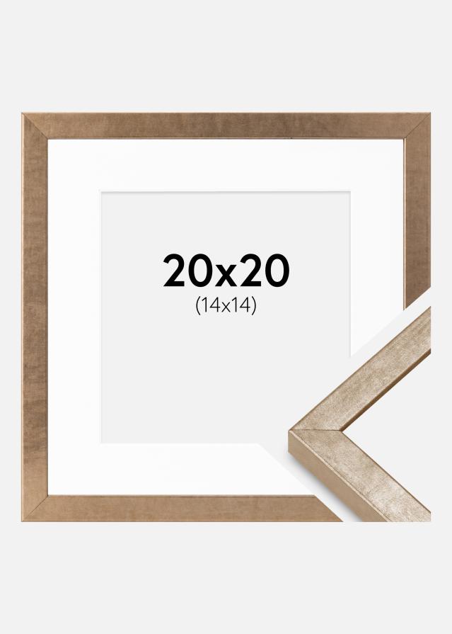 Cadre Ares Laiton 20x20 cm - Passe-partout Blanc 15x15 cm