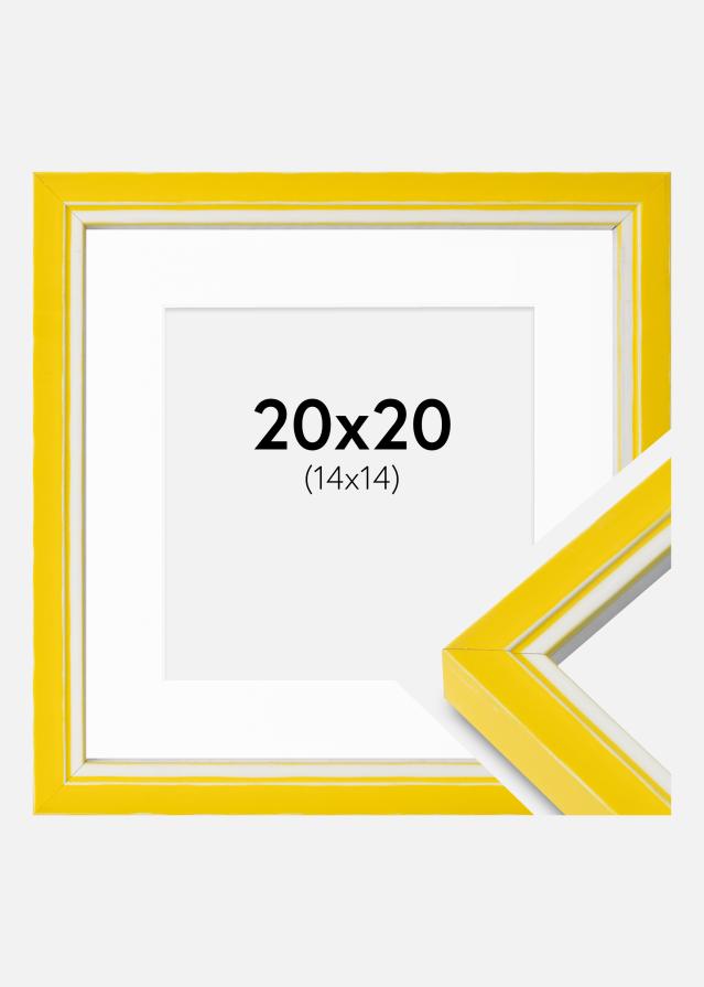 Cadre Diana Jaune 20x20 cm - Passe-partout Blanc 15x15 cm