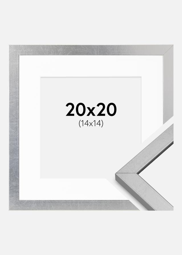 Cadre Minerva Argent 20x20 cm - Passe-partout Blanc 15x15 cm