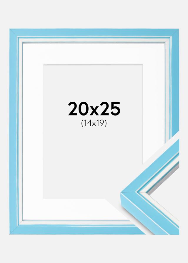 Cadre Diana Bleu Clair 20x25 cm - Passe-partout Blanc 15x20 cm