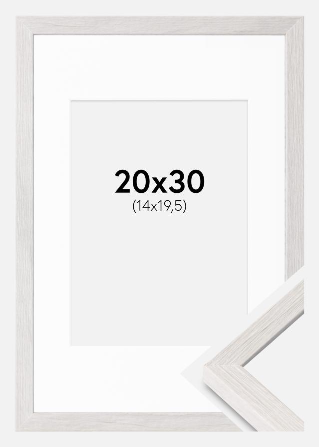 Cadre Ares Chêne Blanc 20x30 cm - Passe-partout Blanc 15x21 cm