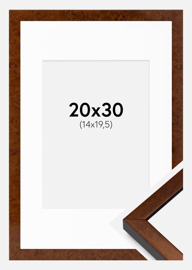 Cadre Ares Noyer 20x30 cm - Passe-partout Blanc 15x21 cm