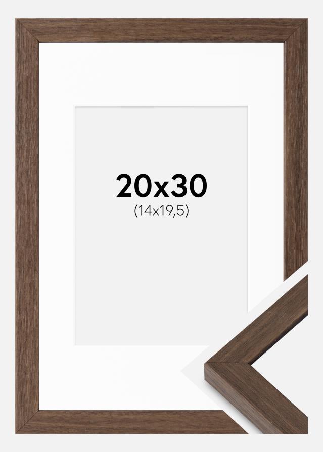 Cadre Hermes Noyer 20x30 cm - Passe-partout Blanc 15x21 cm