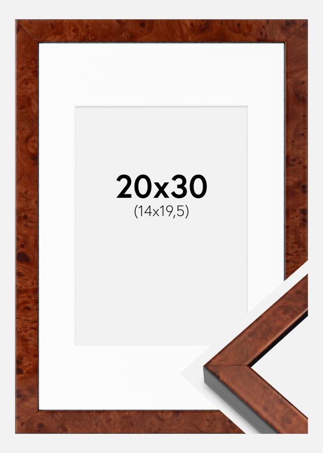 Cadre Hermes noyer 20x30 cm - Passe-partout Blanc 15x21 cm