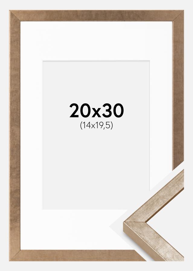 Cadre Ares Laiton 20x30 cm - Passe-partout Blanc 15x21 cm