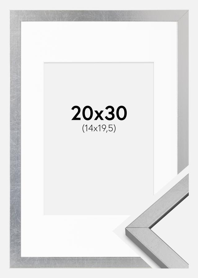Cadre Minerva Argent 20x30 cm - Passe-partout Blanc 15x21 cm