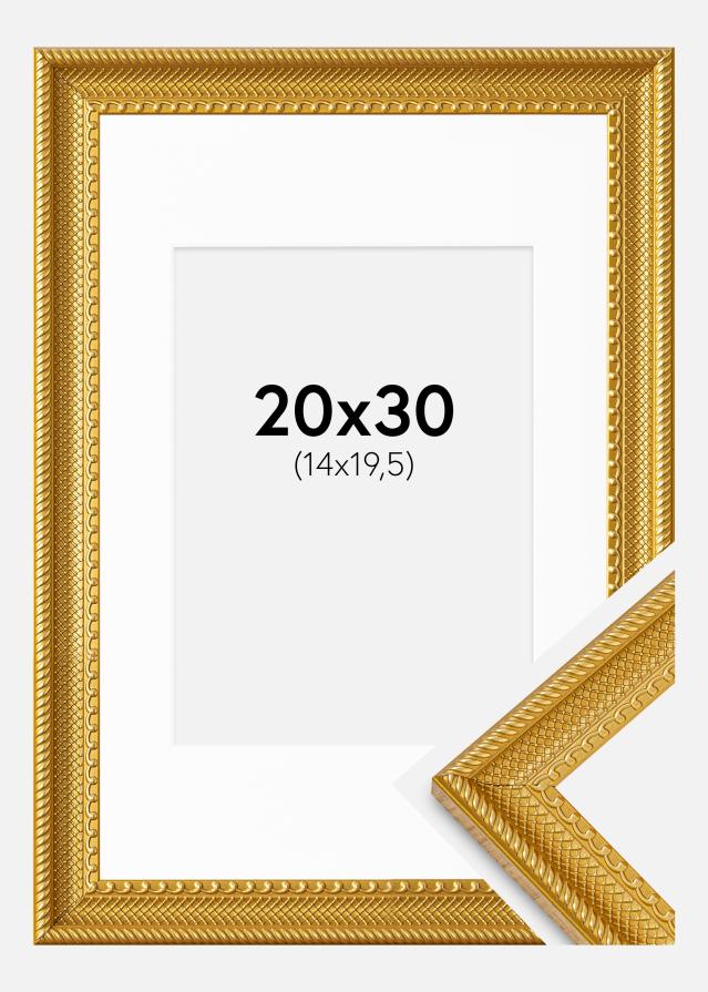 Cadre Lattice Or 20x30 cm - Passe-partout Blanc 15x21 cm
