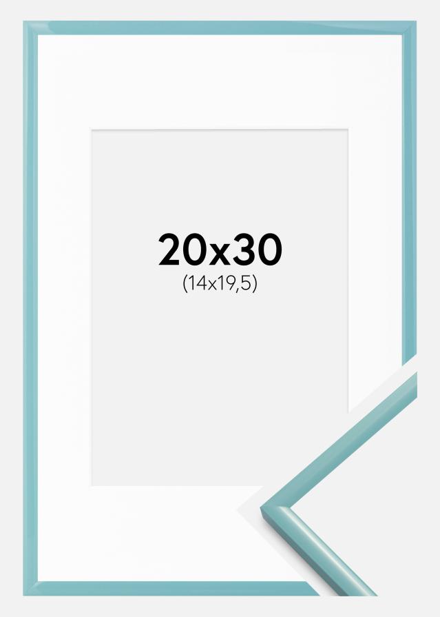 Cadre New Lifestyle Turquoise 20x30 cm - Passe-partout Blanc 15x21 cm