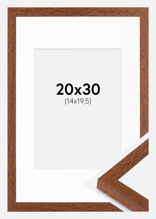 Cadre Modern Chaud Marron 20x30 cm - Passe-partout Blanc 15x21 cm