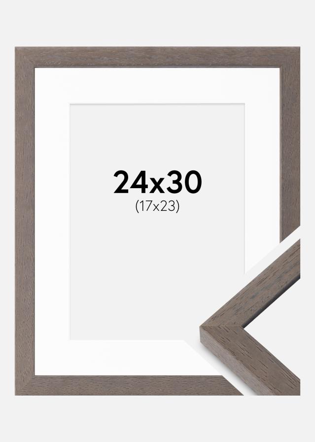 Cadre Hermes Gris 24x30 cm - Passe-partout Blanc 18x24 cm