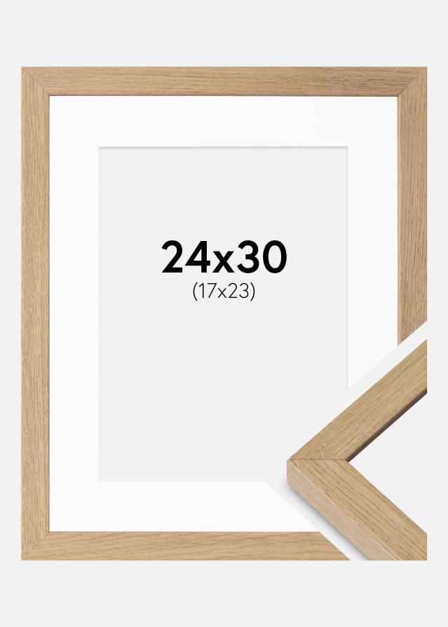 Cadre Hermes Chêne Naturel 24x30 cm - Passe-partout Blanc 18x24 cm