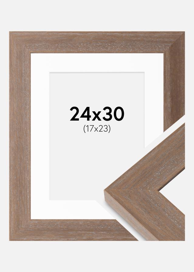 Cadre Juno Gris 24x30 cm - Passe-partout Blanc 18x24 cm
