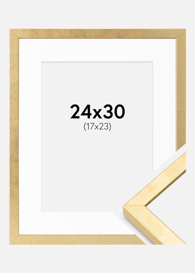Cadre Ares Or 24x30 cm - Passe-partout Blanc 18x24 cm