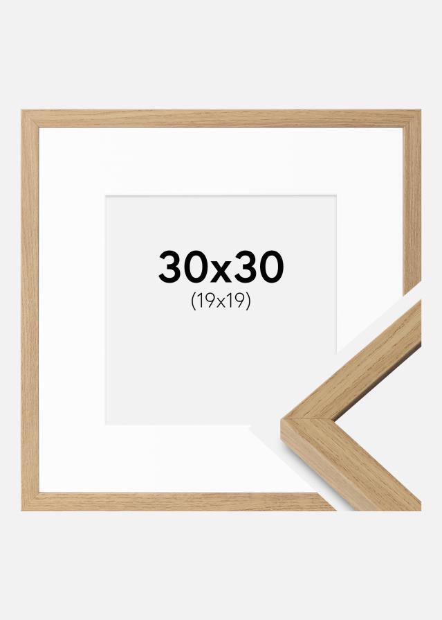 Cadre Ares Chêne Naturel 30x30 cm - Passe-partout Blanc 20x20 cm