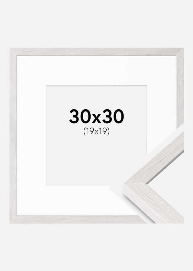 Cadre Ares Chêne Blanc 30x30 cm - Passe-partout Blanc 20x20 cm