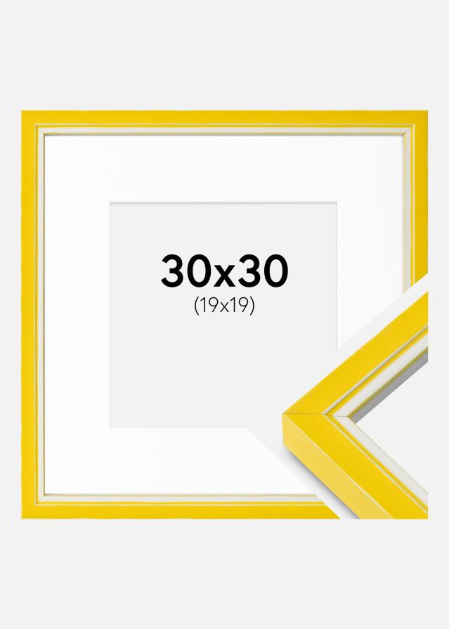 Cadre Diana Jaune 30x30 cm - Passe-partout Blanc 20x20 cm