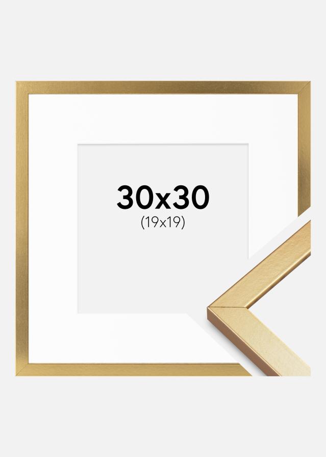 Cadre Minerva Or 30x30 cm - Passe-partout Blanc 20x20 cm
