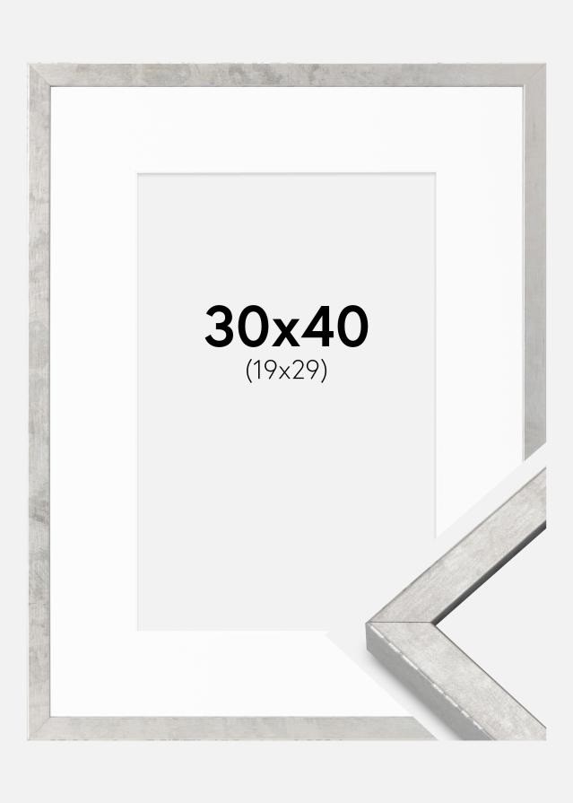 Cadre Ares Argent 30x40 cm - Passe-partout Blanc 20x30 cm