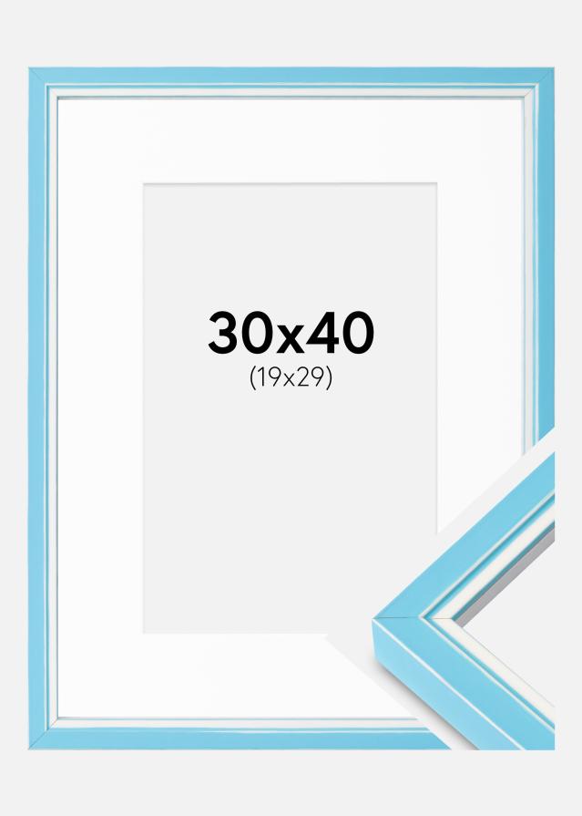 Cadre Diana Bleu Clair 30x40 cm - Passe-partout Blanc 20x30 cm