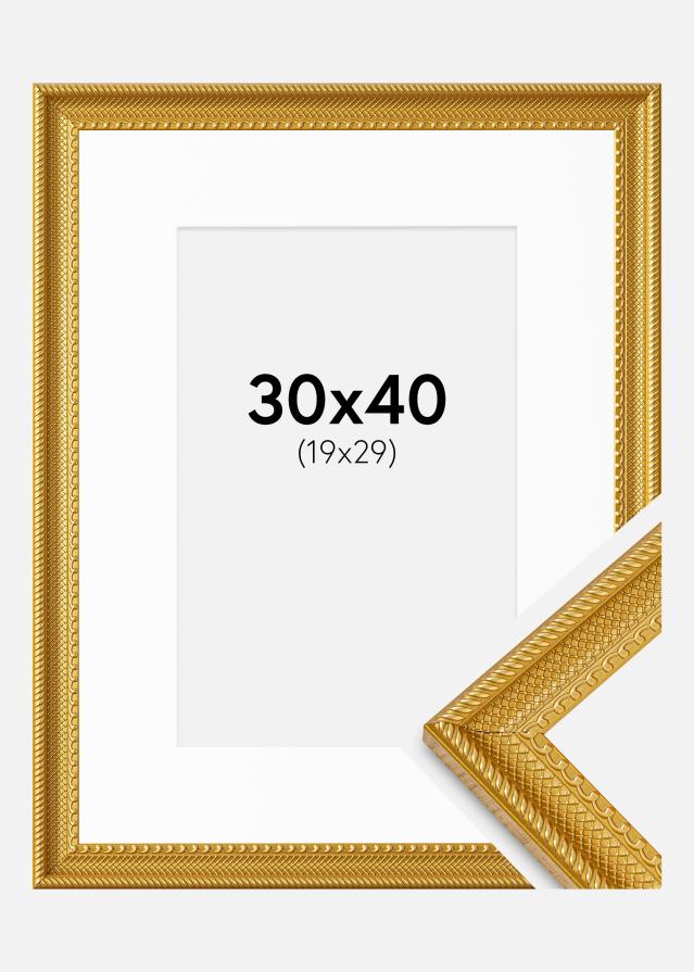 Cadre Lattice Or 30x40 cm - Passe-partout Blanc 20x30 cm