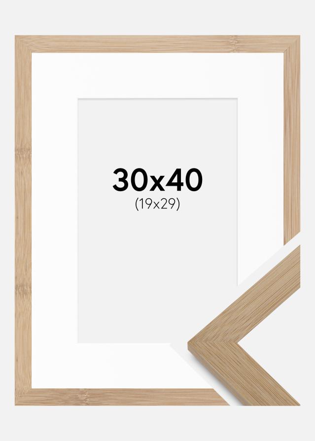 Cadre Hoei Bambou 30x40 cm - Passe-partout Blanc 20x30 cm
