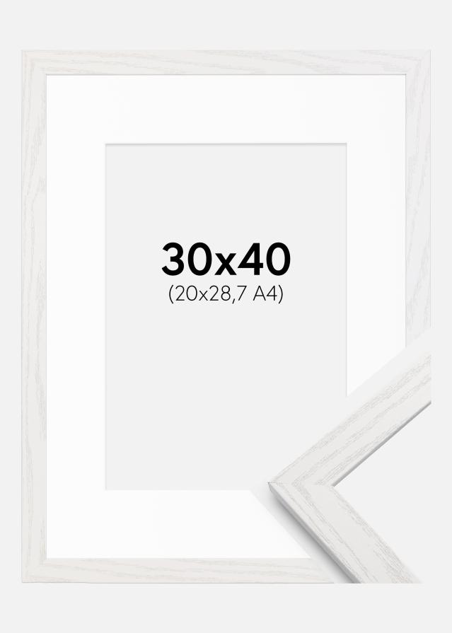 Cadre Stilren Chêne Blanc 30x40 cm - Passe-partout Blanc 21x29,7 cm