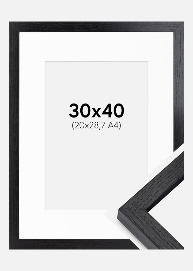 BGA Cadre Boîte Noir 30x40 cm - Passe-partout Blanc 21x29,7 cm