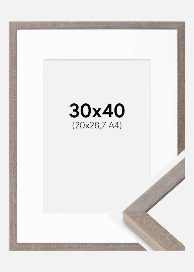 Cadre Ares Gris 30x40 cm - Passe-partout Blanc 21x29,7 cm