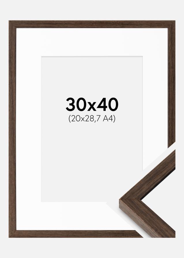 Cadre Ares Noyer 30x40 cm - Passe-partout Blanc 21x29,7 cm