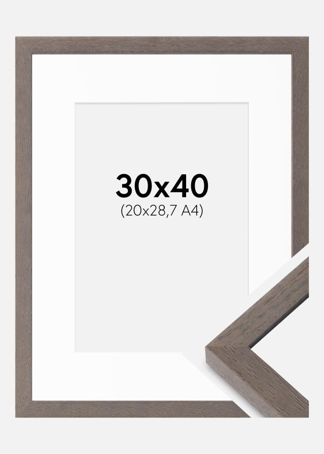 Cadre Hermes Gris 30x40 cm - Passe-partout Blanc 21x29,7 cm