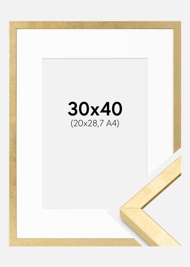 Cadre Ares Or 30x40 cm - Passe-partout Blanc 21x29,7 cm