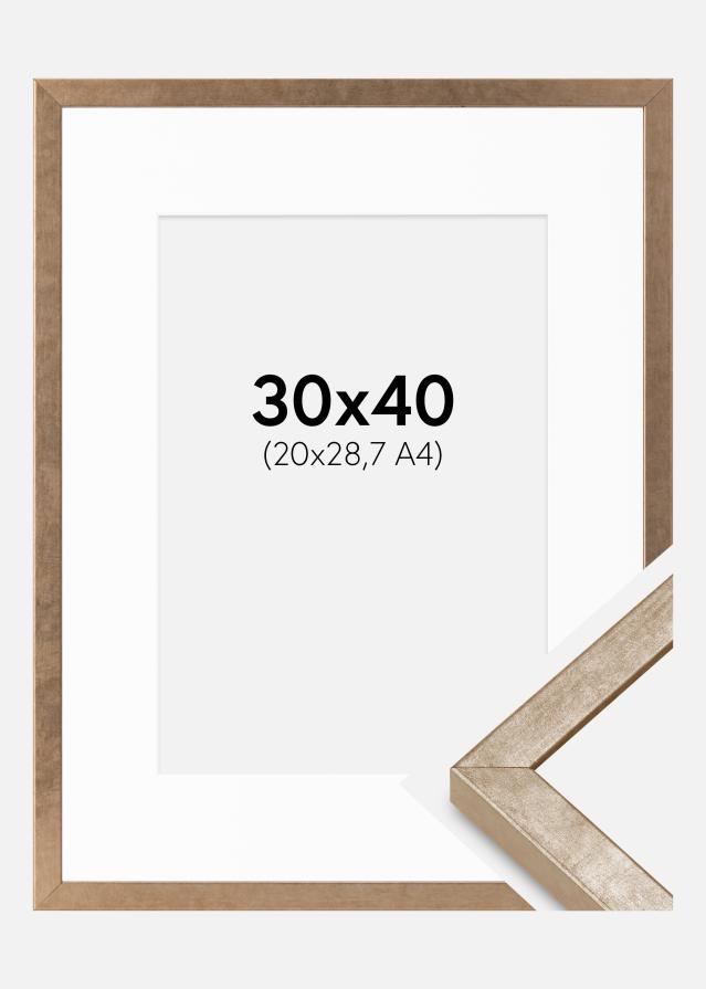 Cadre Ares Laiton 30x40 cm - Passe-partout Blanc 21x29,7 cm
