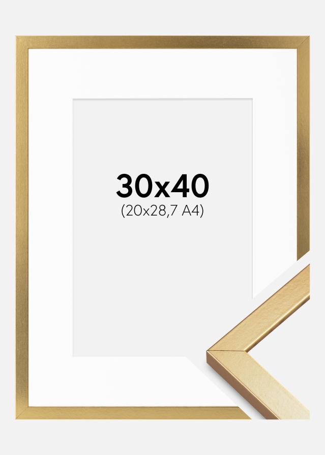Cadre Minerva Or 30x40 cm - Passe-partout Blanc 21x29,7 cm